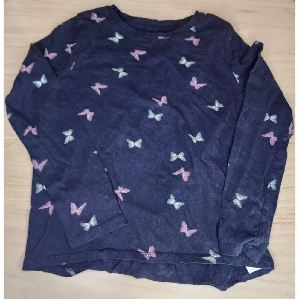 Lot of 2 Girls L 10/12 1 Cat & Jack /1 Old Navy Long Sleeve Butterfly, Glitter